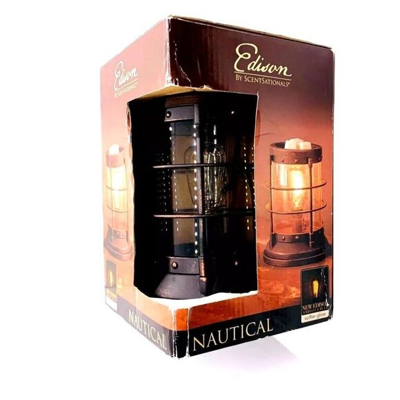 ScentSationals Nautical Edison Wax Warmer Brown Metal Glass 8.50-inch Height NIB - Picture 5 of 5
